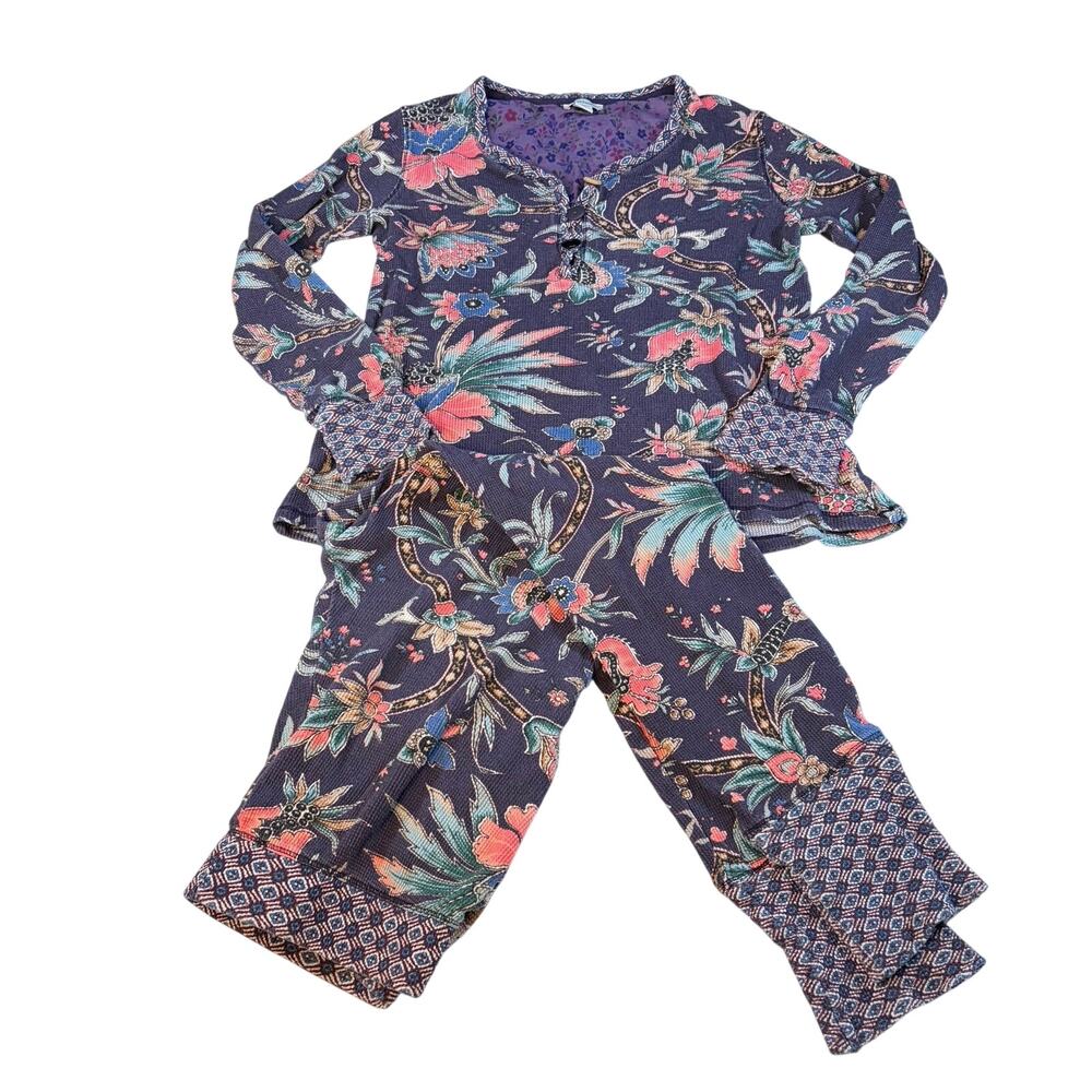 Sundance 2 pc loungewear pajamas. thermal waffle knit. Size S. boho pattern
